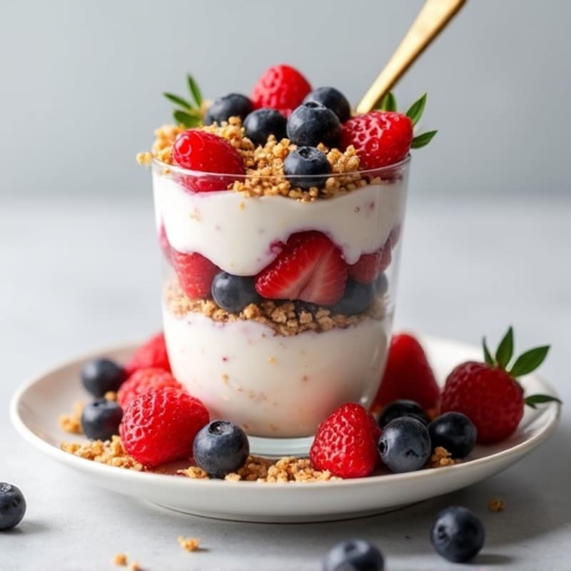 Greek Yogurt Protein Parfait with Mixed Berries and Almond Butter