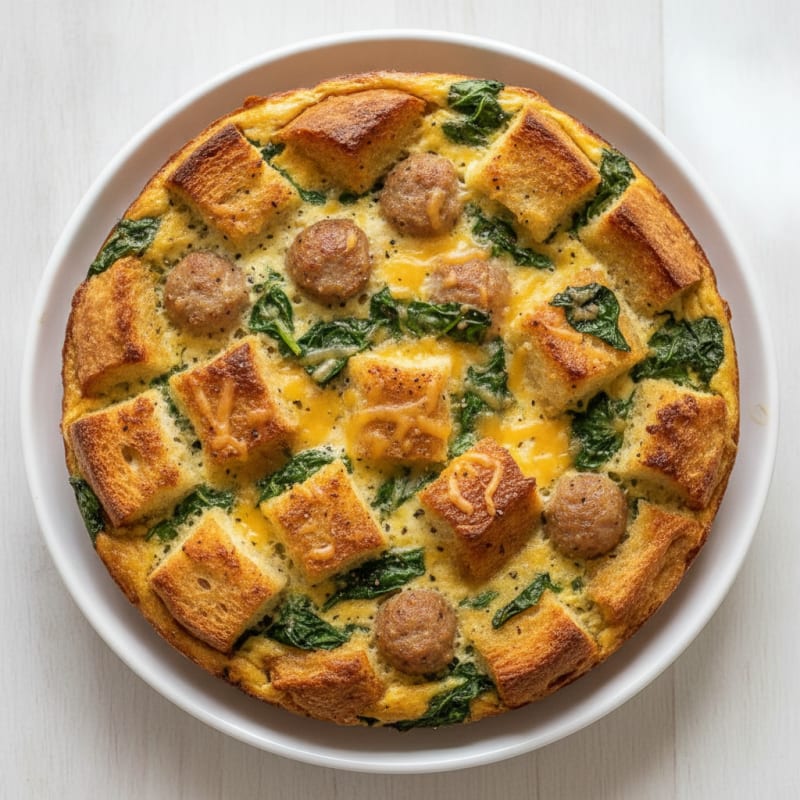 Sourdough Egg and Chicken Sausage Bake