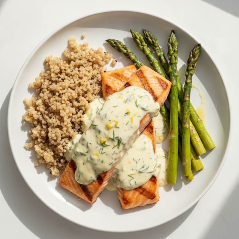 Grilled Salmon with Lemon-Dill Sauce