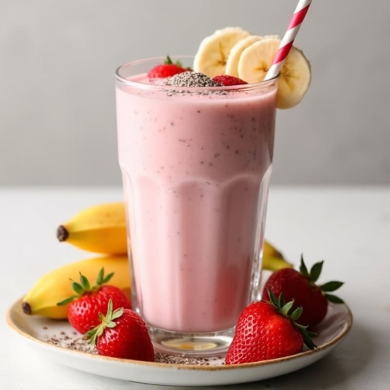Creamy Banana Strawberry Protein Shake