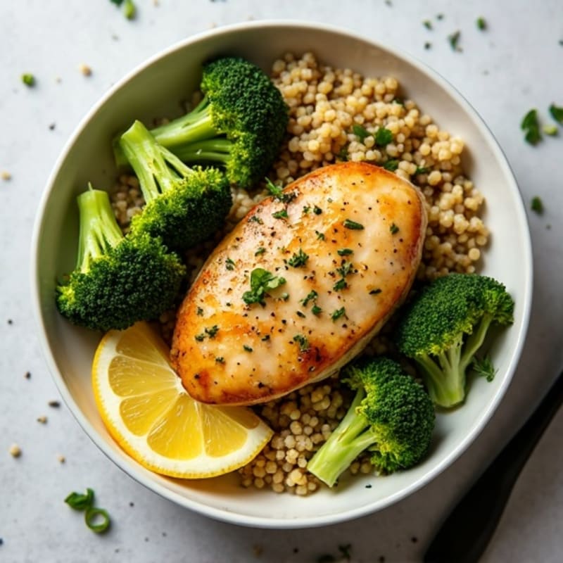 Sheet Pan Lemon Herb Chicken and Roasted Broccoli Power Bowl