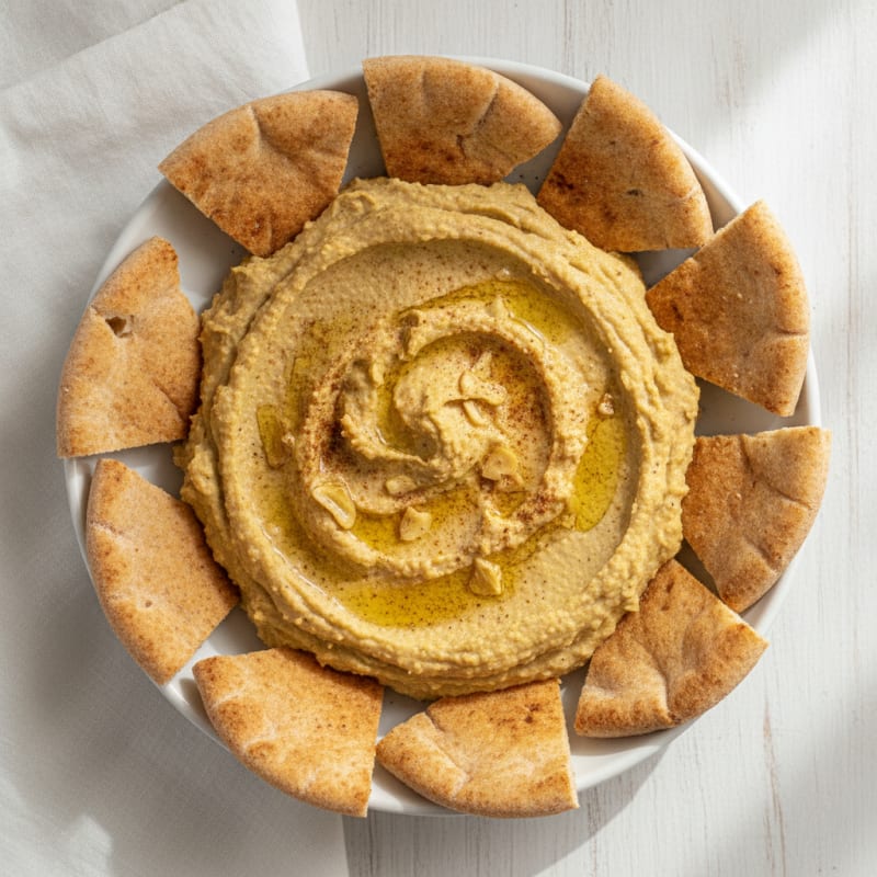 Roasted Garlic Hummus with Pita