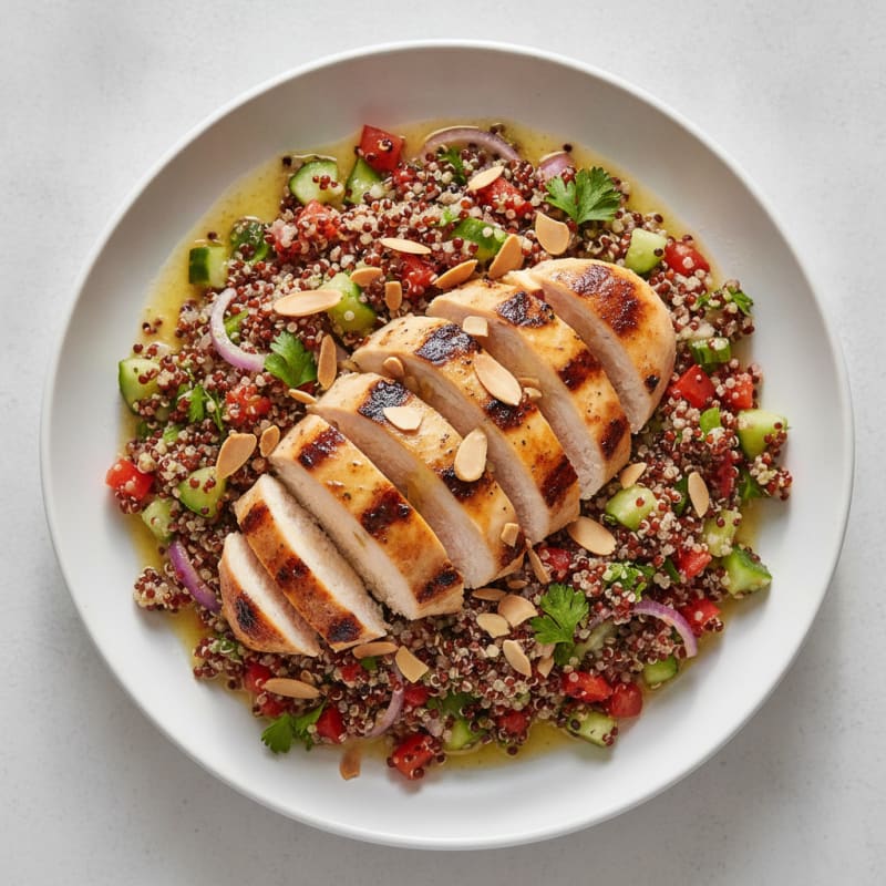 Grilled Chicken Breast with Crunchy Quinoa Salad