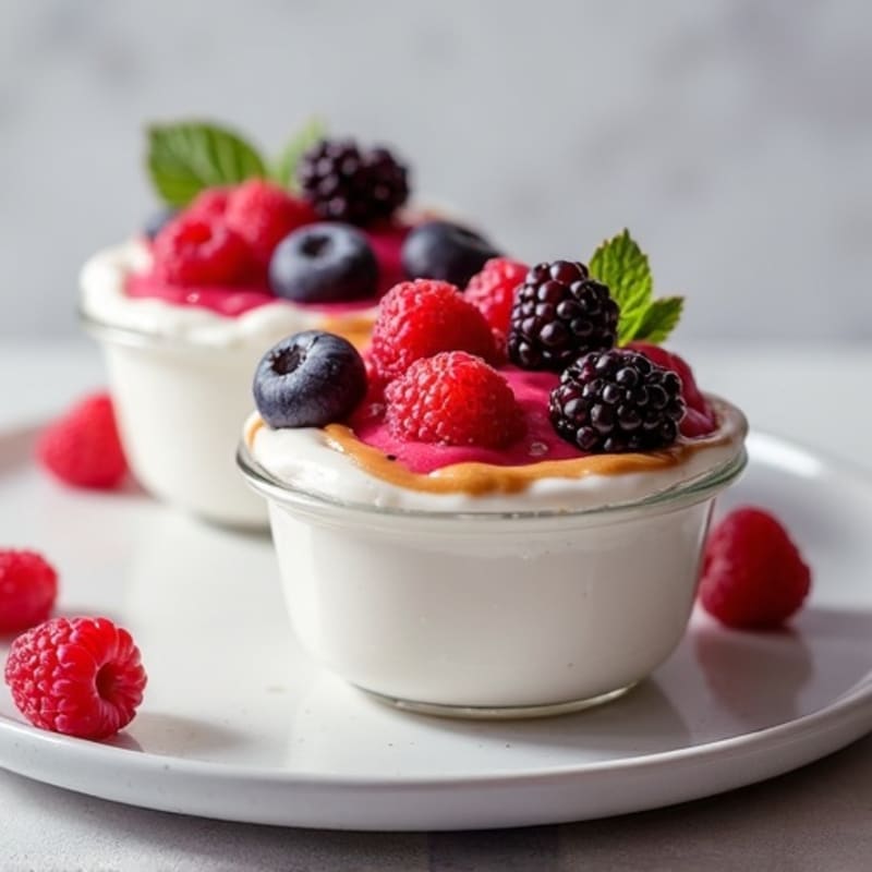 Greek Yogurt Protein Mousse with Mixed Berries