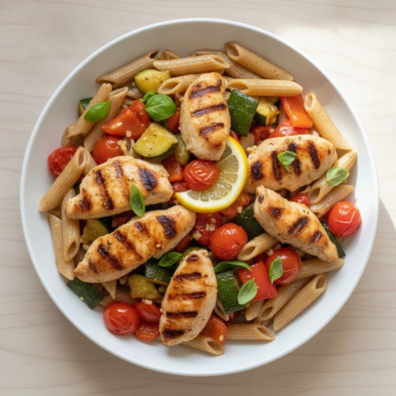 Grilled Chicken and Roasted Vegetable Pasta Bowl