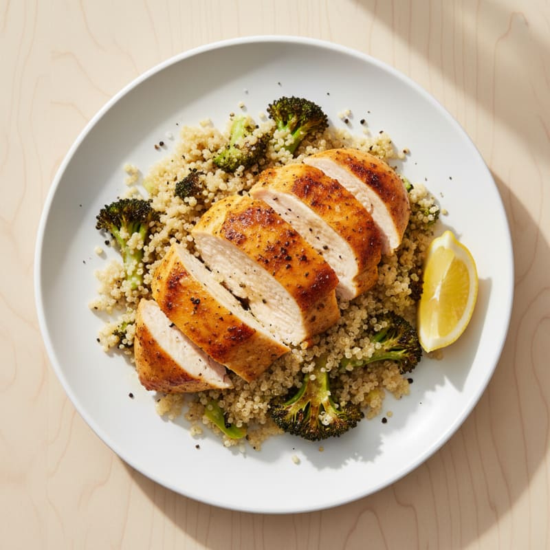 Golden Roasted Chicken with Fluffy Quinoa
