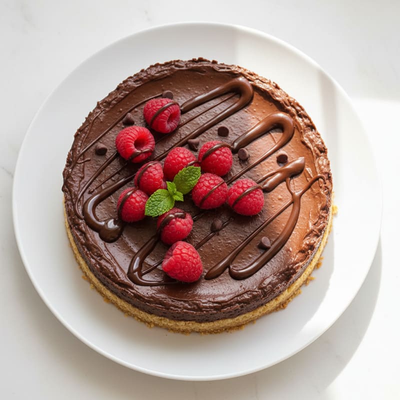 Chocolate Protein Cheesecake with Silken Tofu and Berries