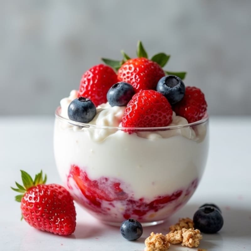 Greek Yogurt Parfait with Mixed Berries and Crunchy Almond Granola