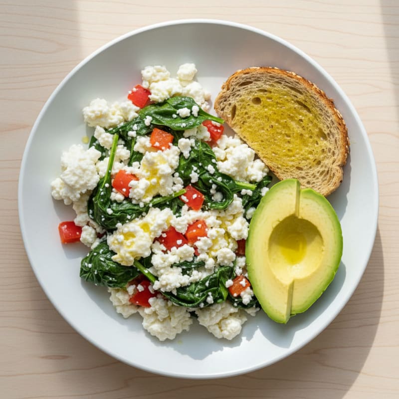 Egg White Veggie Scramble with Cottage Cheese