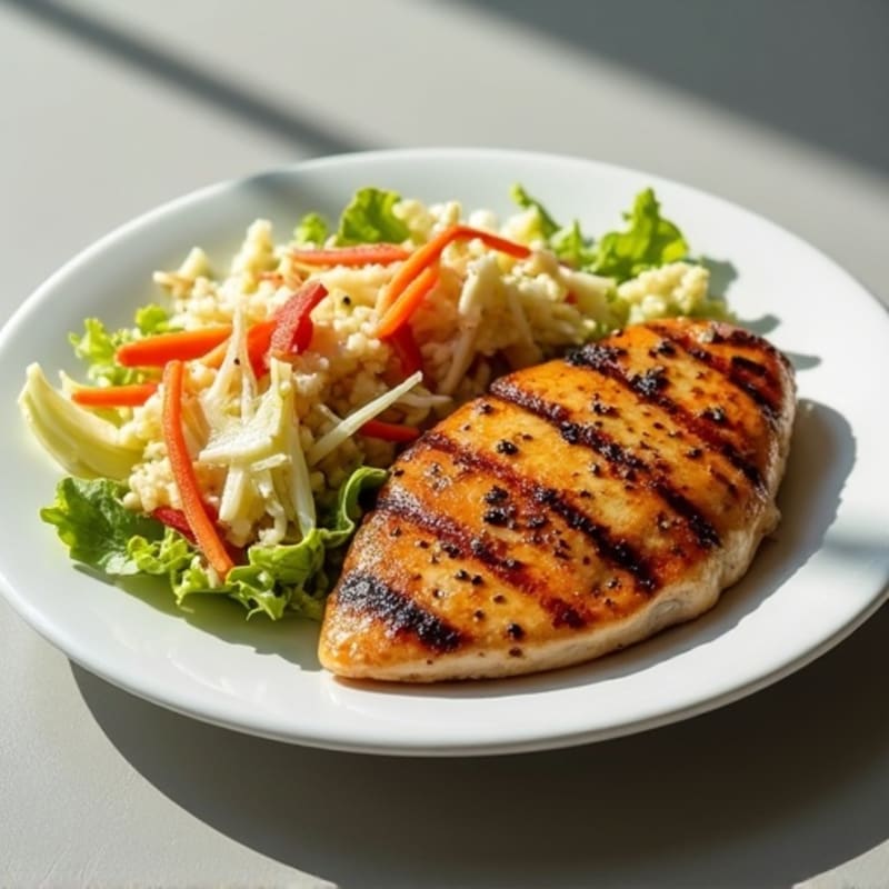 Grilled Chicken Breast with Crunchy Cabbage Slaw