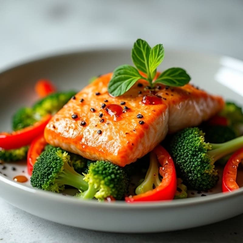 Honey-Ginger Glazed Salmon with Sesame Vegetables