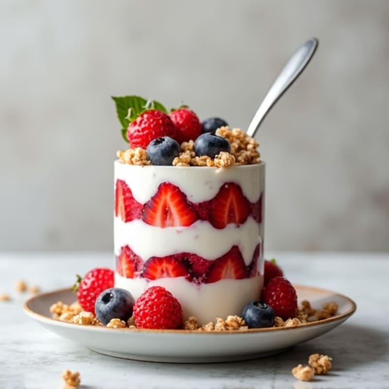 Greek Yogurt Protein Parfait with Mixed Berries