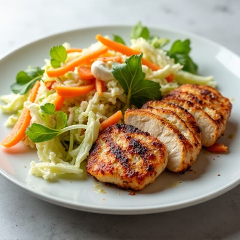 Grilled Chicken Breast with Crunchy Cabbage Slaw