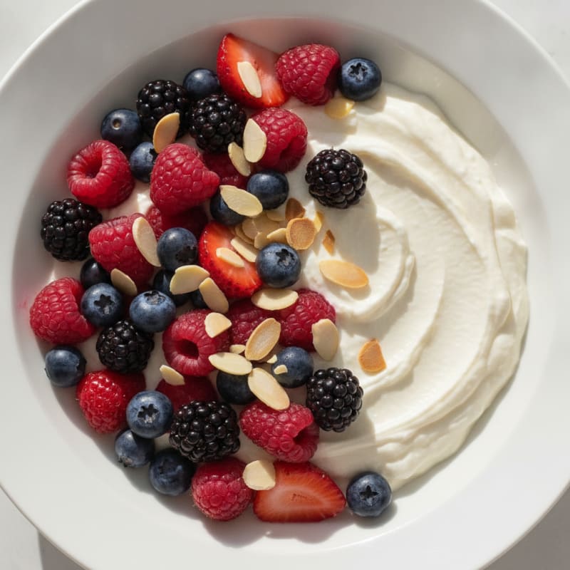 Silky Greek Yogurt Protein Pudding with Mixed Berries