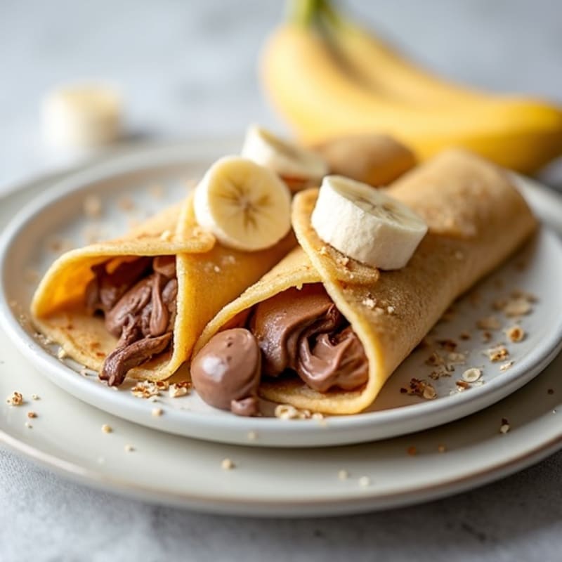 Protein Crepes with Fresh Banana and Creamy Chocolate-Hazelnut Filling