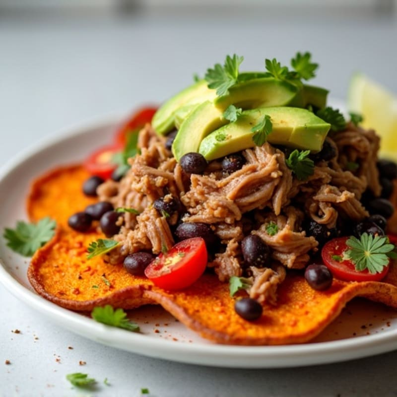 Pulled Pork with Crispy Sweet Potato Nachos