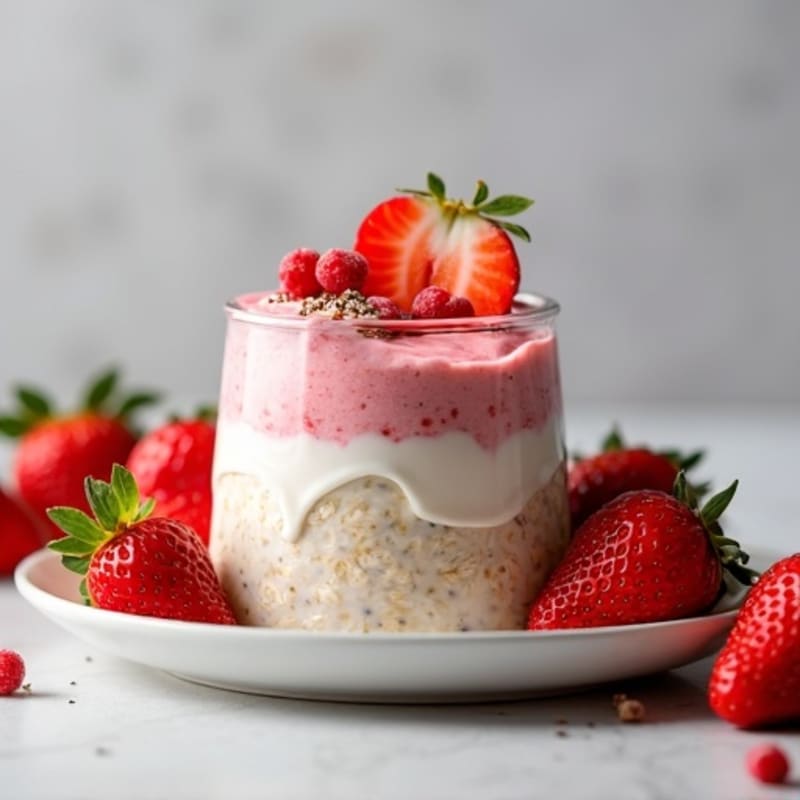Strawberry Shortcake Protein Overnight Oats