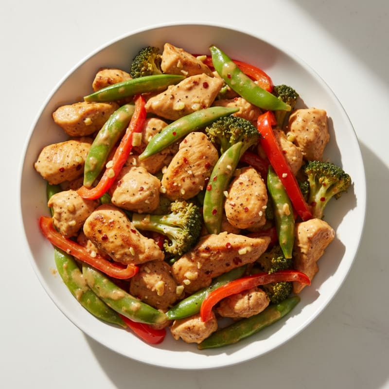 Tender Peanut Chicken with Crispy Vegetables