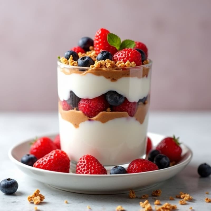 Greek Yogurt Protein Parfait with Almond Butter and Berries
