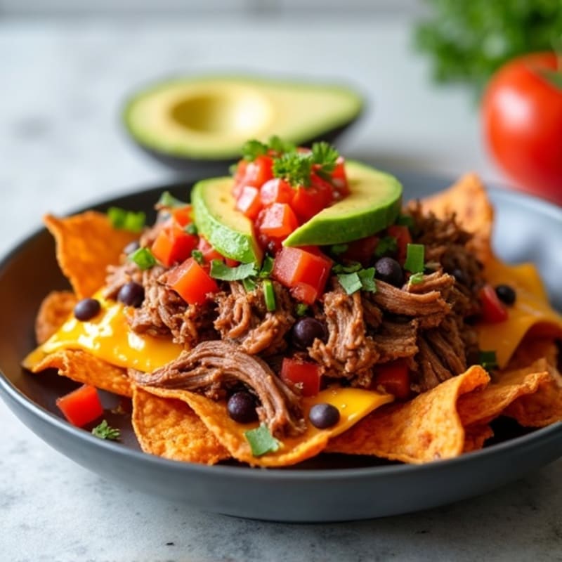 Healthy Pulled Pork Nachos with Crispy Sweet Potato Chips