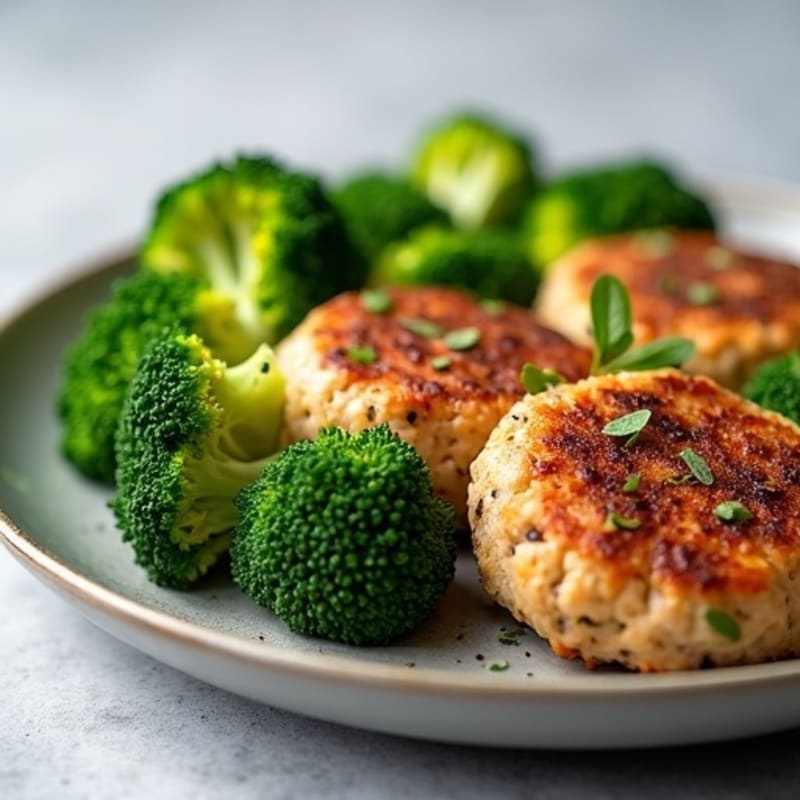 Seared Turkey Patties with Steamed Broccoli
