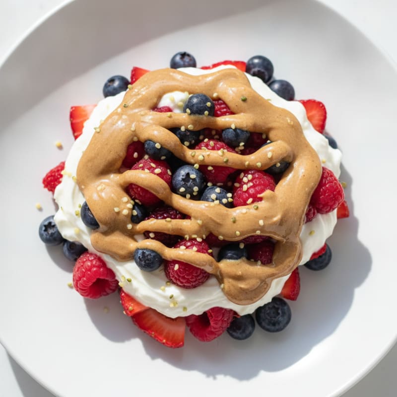 Greek Yogurt Parfait with Mixed Berries and Almond Butter