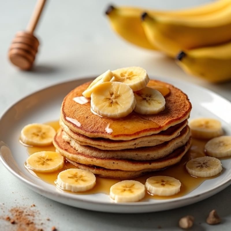 Fluffy Whole Grain Banana Pancakes with Warm Spiced Bananas