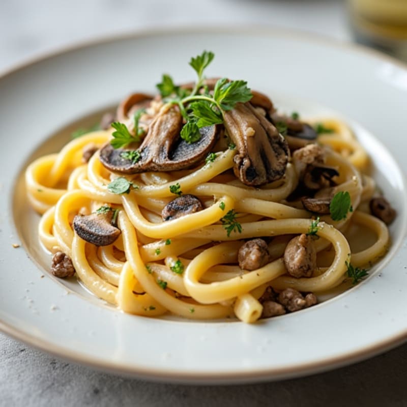 Creamy Truffle Mushroom Linguine