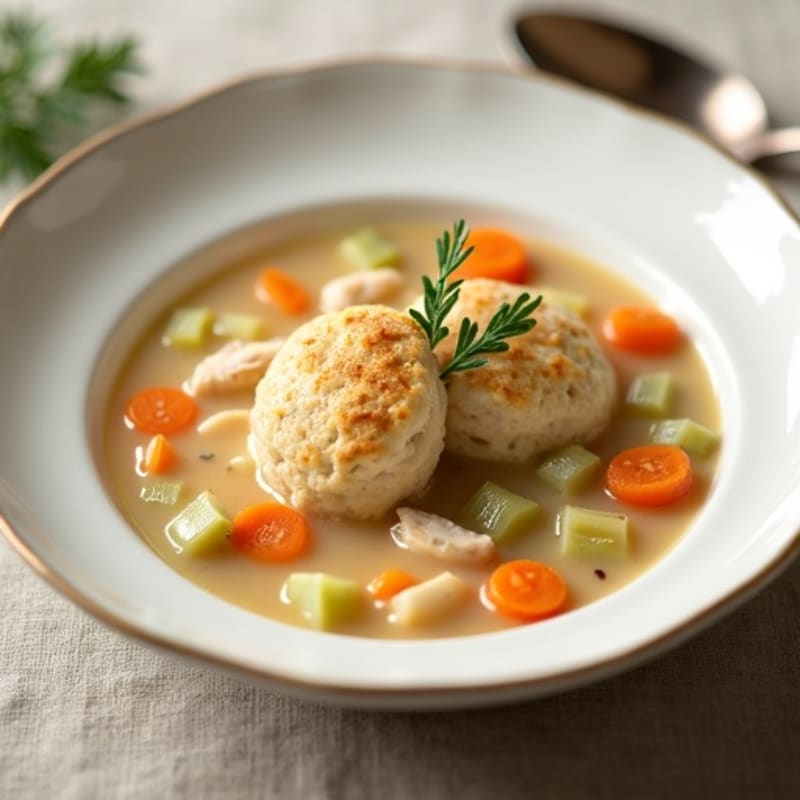 Creamy Chicken and Vegetable Soup with Fluffy Whole Wheat Dumplings
