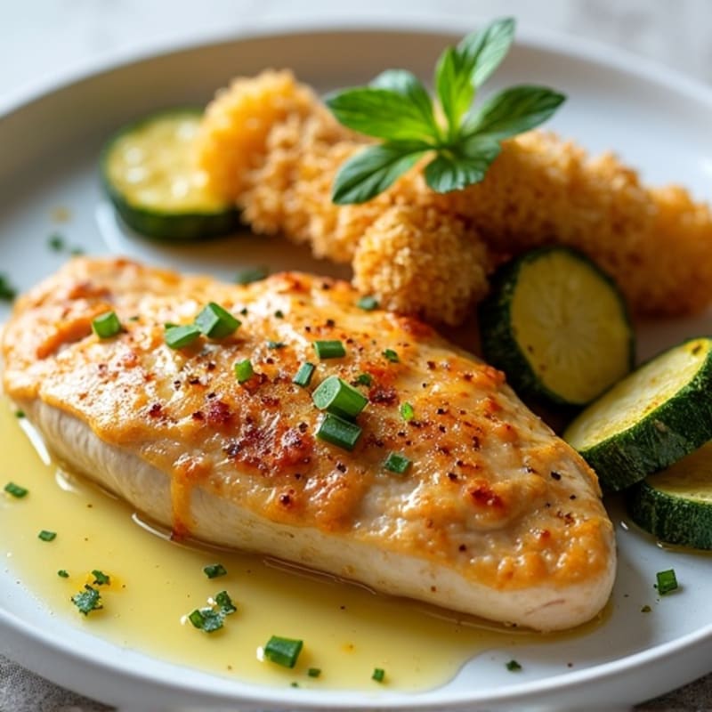 Garlic Roasted Chicken with Crispy Parmesan Zucchini Sticks