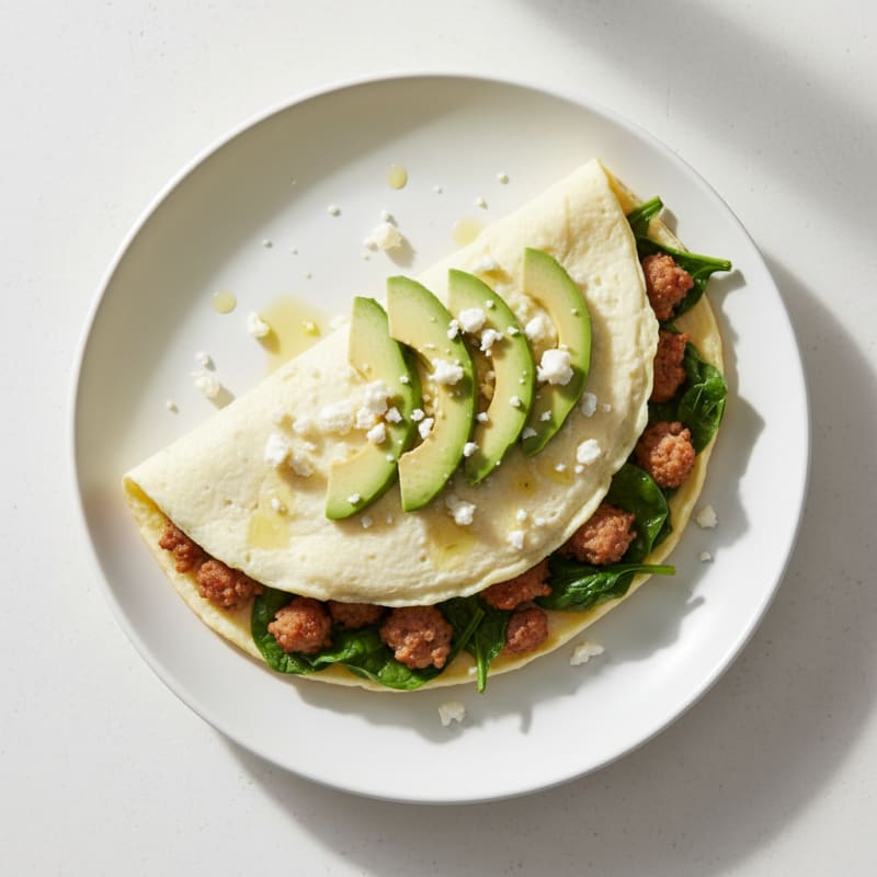 Egg White Spinach Omelette with Turkey Sausage