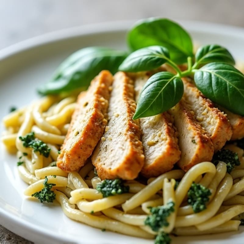 Creamy Pesto Chicken Pasta with Fresh Spinach