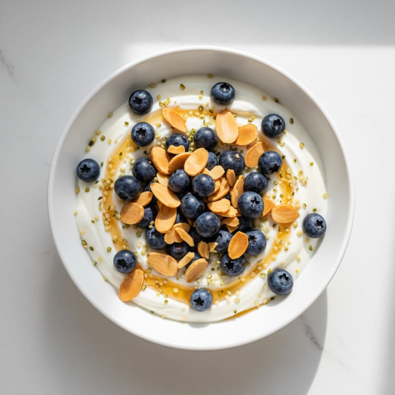 Silky Greek Yogurt Bowl with Hemp Seeds and Mixed Berries