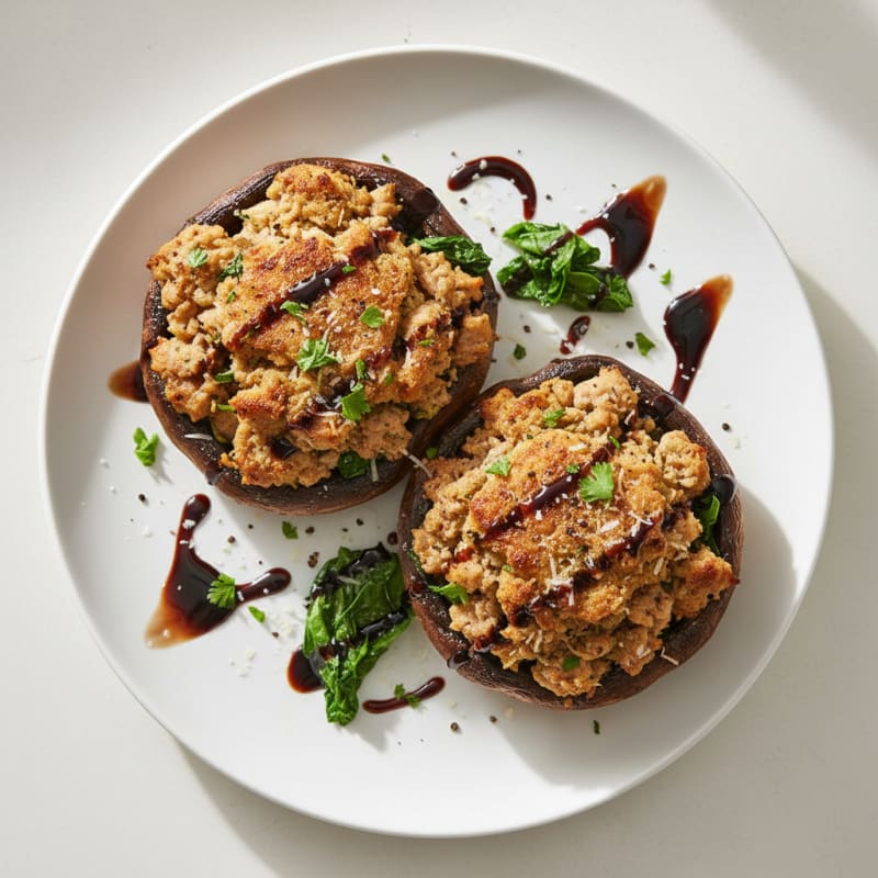 Herb-Stuffed Portobello Mushrooms with Balsamic Glaze