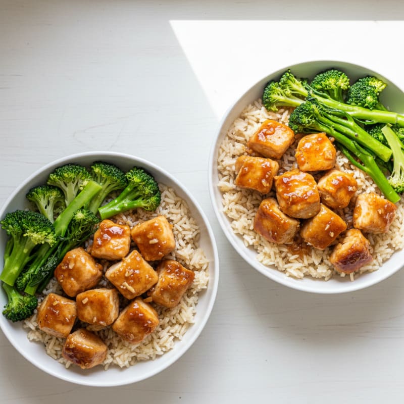 Crispy Honey-Garlic Chicken Bowls