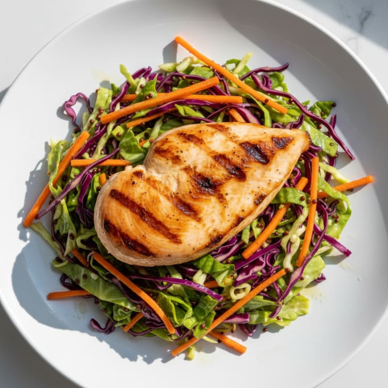 Grilled Chicken Breast with Crunchy Cabbage Slaw