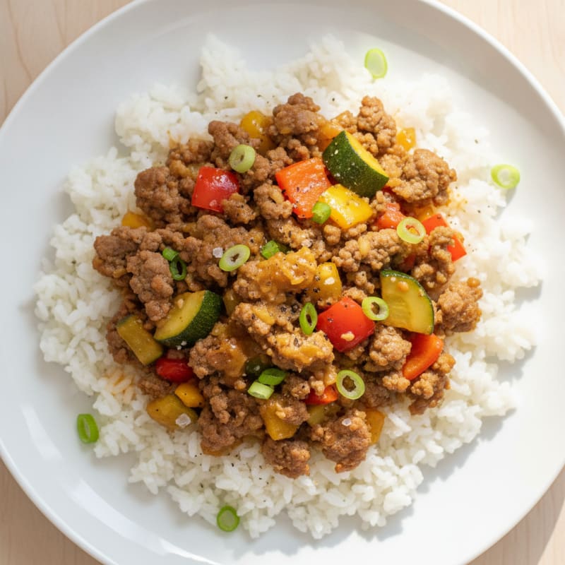 Savory Ground Beef and Rice Bowl