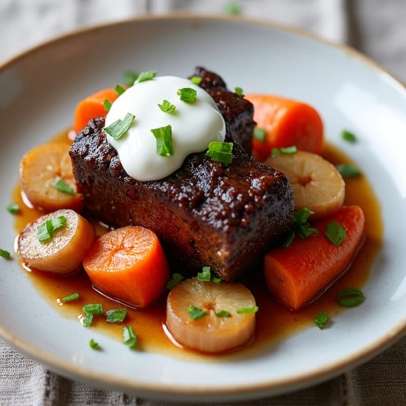 Red Wine Braised Short Ribs with Root Vegetables