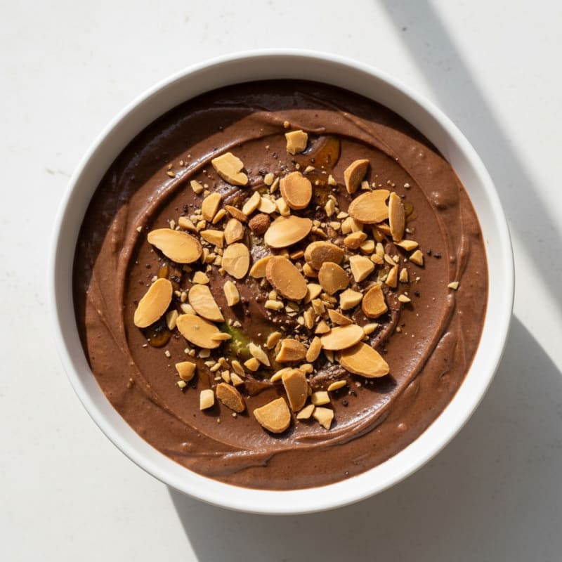 Silky Chocolate Protein Pudding with Toasted Almonds