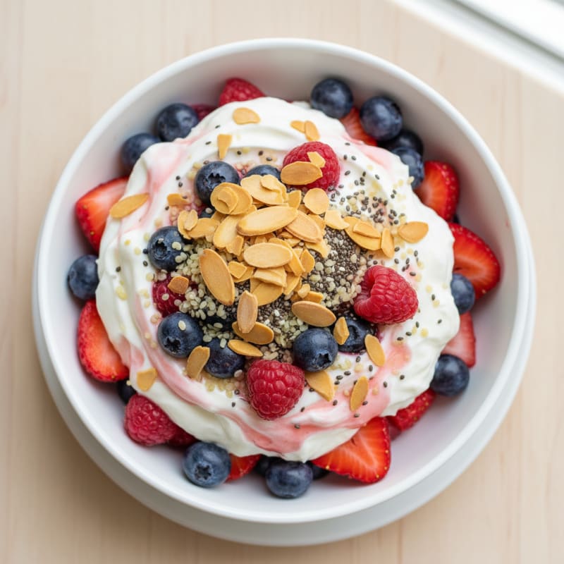 Silky Greek Yogurt Protein Parfait with Mixed Berries