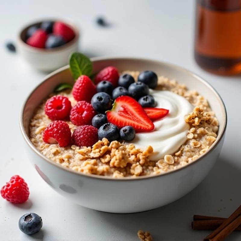 Cinnamon-Vanilla Protein Oats with Fresh Berries