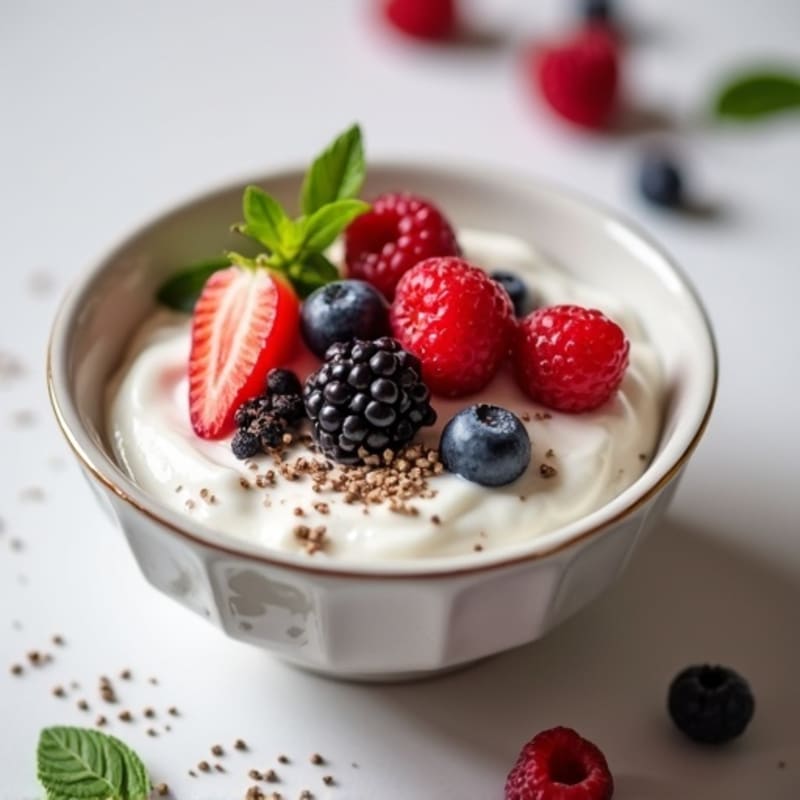 Greek Yogurt with Mixed Berries and Vanilla Protein Powder