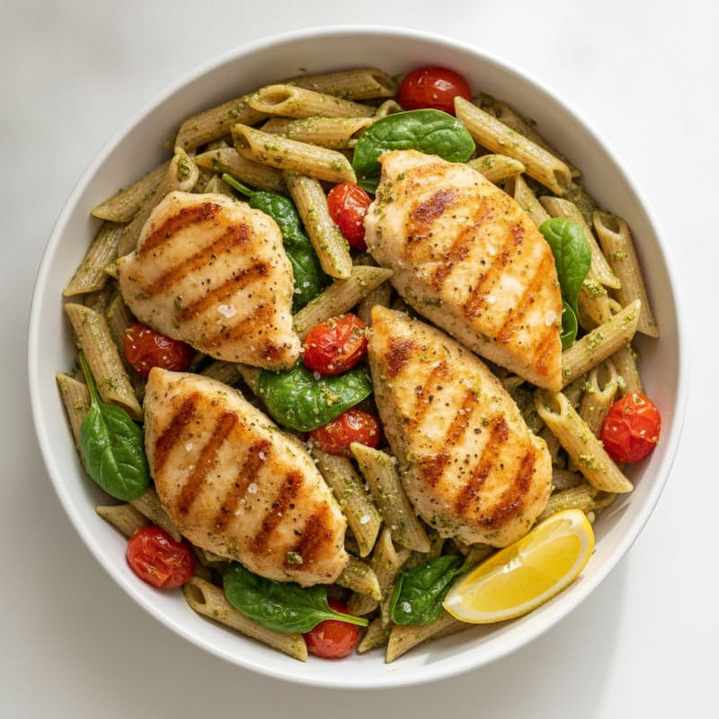 Pesto Chicken and Tomato Pasta