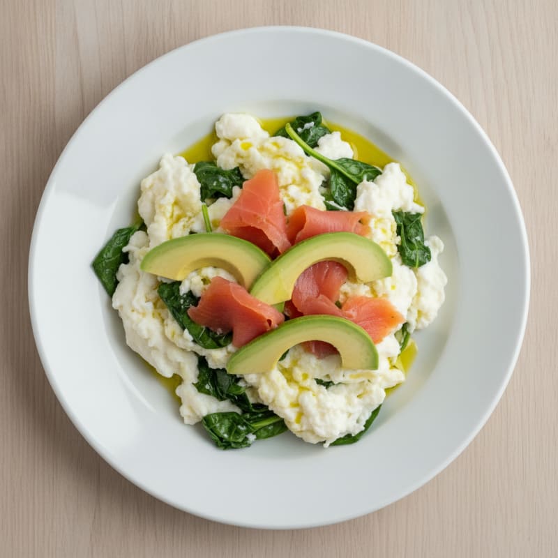 Egg White Scramble with Smoked Salmon and Avocado