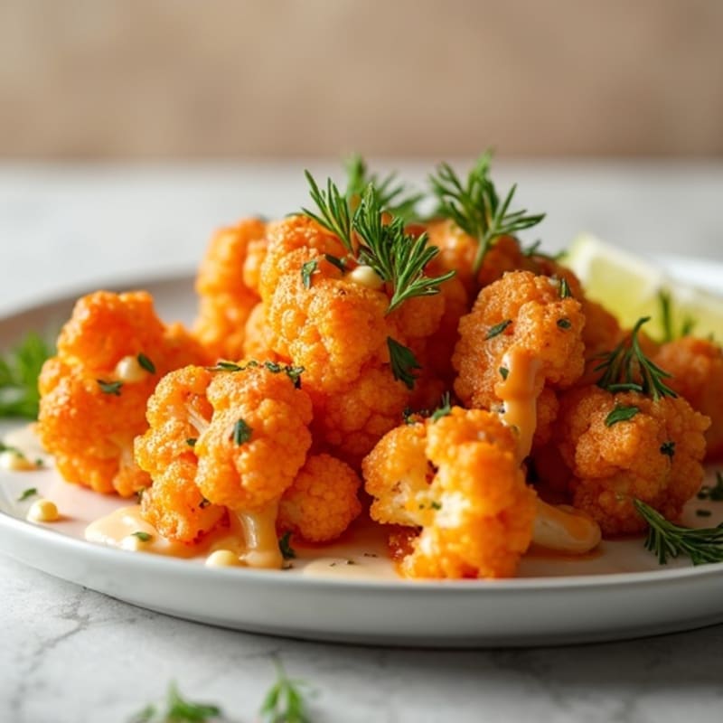 Crispy Buffalo Cauliflower with Creamy Cashew Ranch