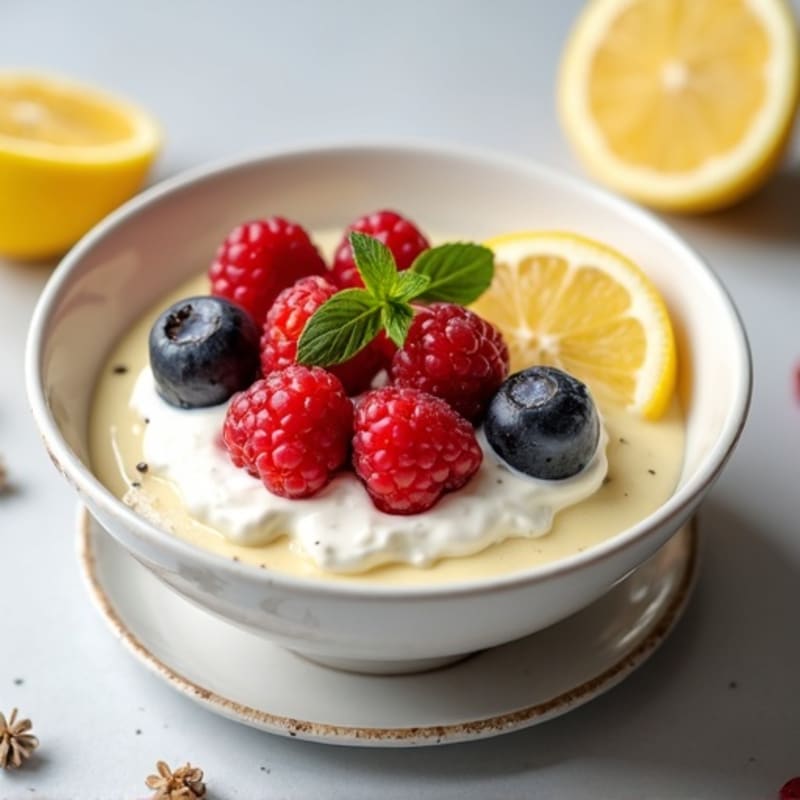 Creamy Lemon Berry Protein Cheesecake Bowl