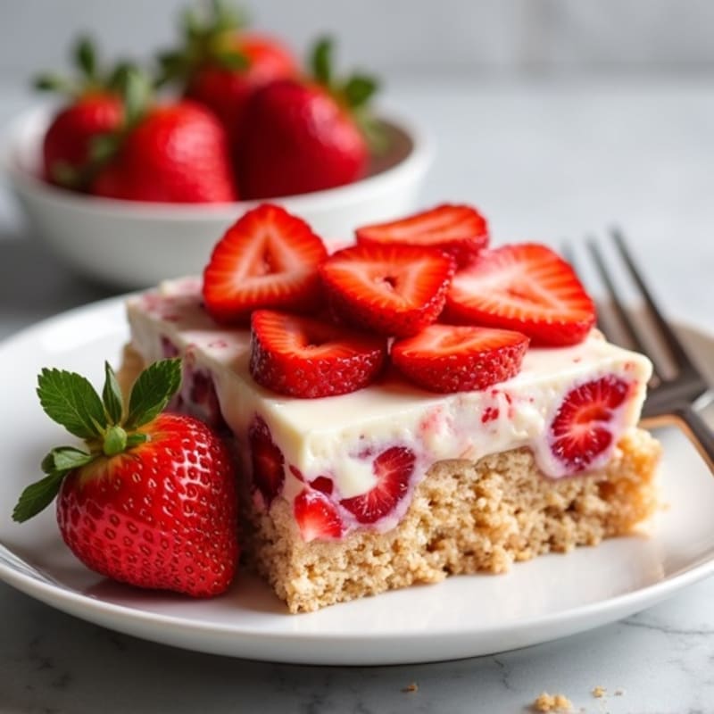 Strawberry Protein Baked Oats with Creamy Greek Yogurt