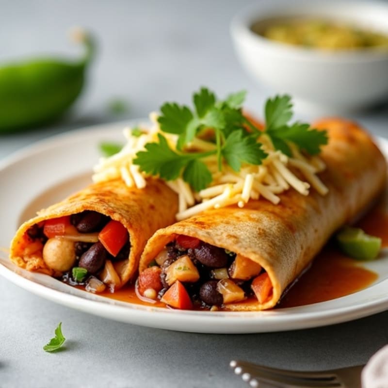Lean Chicken and Black Bean Enchiladas with Zesty Green Chile Sauce