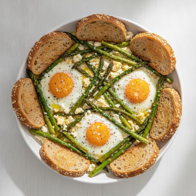 Baked Eggs with Roasted Asparagus