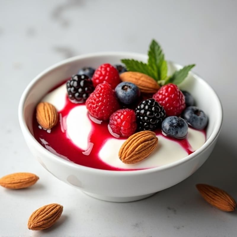 Creamy Greek Yogurt with Fresh Berries and Crunchy Almonds